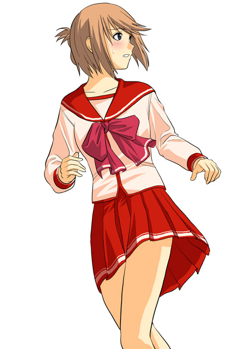 toshibou (satsukisou), komaki manaka, to heart (series), to heart 2, 00s, 1girl, female focus, folded ponytail, pleated skirt, school uniform, serafuku, skirt, solo