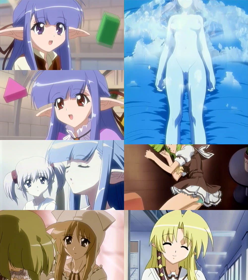 fuyou kaede, kareha, lycoris, nerine, primula, shigure asa, shuffle!, silver hair, anime screenshot, 00s, 6+girls, blonde hair, blue hair, breasts, collage, episode14, green hair, green panties, half updo, happy, lying, multiple girls, nipples, nude, on side, orange hair, panties, pantyshot, pointy ears, purple eyes, red eyes, school uniform, serafuku, short twintails, sleeping, smile, twintails, underwear