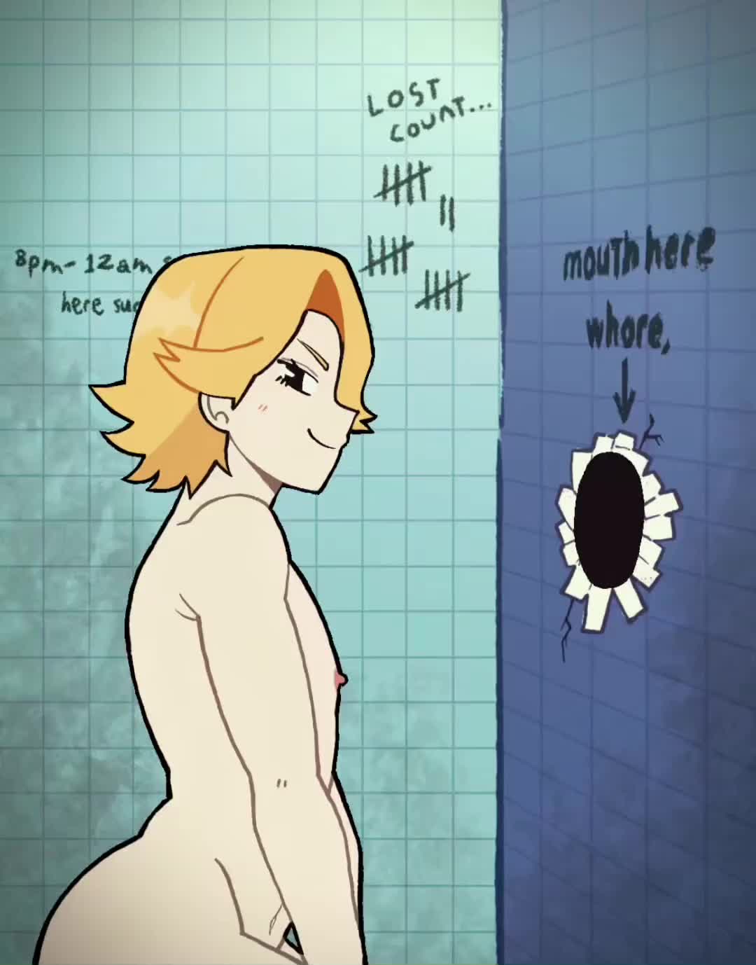 guyfromliyue(artist), aoyama yuuga, boku no hero academia, animated, sound, tagme, video, 1boy, bathroom, glory hole, male focus, nude, penis, testicles, yaoi