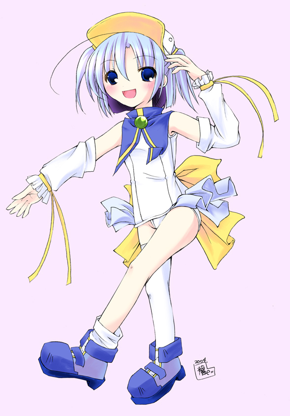 nijihara ink, moetan, visor, 00s, 1girl, asymmetrical clothes, bad anatomy, blue eyes, blue hair, detached sleeves, female focus, matching hair/eyes, one-piece swimsuit, poorly drawn, school swimsuit, short hair, single thighhigh, solo, swimsuit, thighhighs, visor cap, white one-piece swimsuit, white school swimsuit