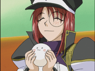 forte stollen, broccoli (company), galaxy angel, animated, animated gif, anime screenshot, lowres, 00s, 1girl, ^ ^, closed eyes, eating, female focus, food, happy, monocle, monocle chain, qvga, solo, steamed bun