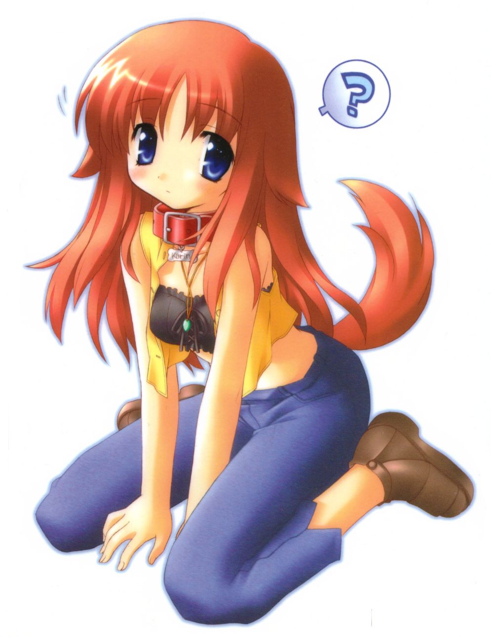 miyashiro karin, suigetsu, highres, 1girl, animal ears, dog ears, female focus, simple background, solo, white background