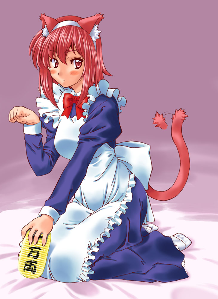 kamia (not found), kasuga aya, original, 1girl, animal ears, cat ears, cat tail, coin, fake animal ears, female focus, gold, koban (gold), maid, maneki-neko, socks, solo, tail, tail wagging