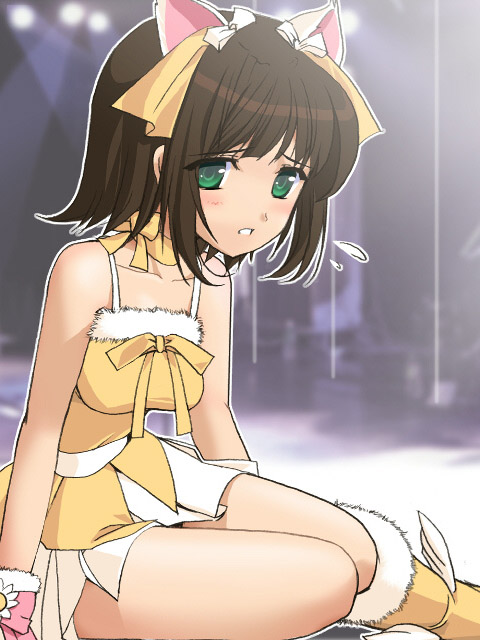 shimamura miwa, amami haruka, idolmaster, idolmaster (classic), idolmaster 1, 00s, 1girl, cute & girly (idolmaster), female focus, solo, sunflower (idolmaster)