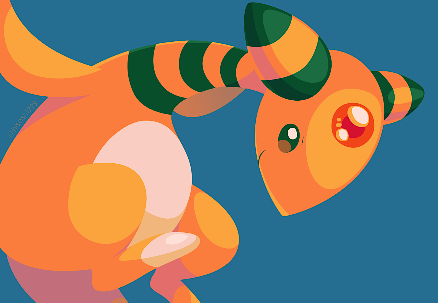 hisashi999, ampharos, nintendo, pokemon, black eyes, blue background, bright pupils, closed mouth, forehead jewel, gen 2 pokemon, glowing, no humans, pokemon (creature), simple background, solo, white pupils