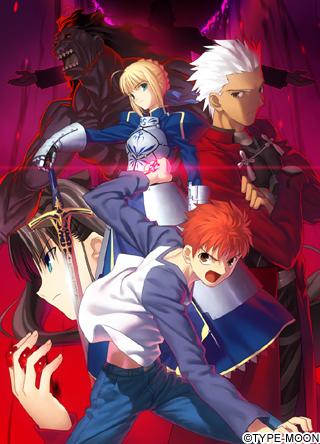 takeuchi takashi, archer (fate), artoria pendragon (fate), emiya shirou, heracles (fate), kotomine kirei, saber (fate), tohsaka rin, fate/stay night, fate (series), megami magazine, type-moon, lowres, scan, 00s, 2girls, 4boys, angry, armor, armored dress, black hair, blonde hair, blue eyes, brown eyes, caliburn (fate), clenched hand, coat, crossed arms, dark-skinned male, dark skin, denim, dress, everyone, fighting stance, frown, gauntlets, glowing, green eyes, hair bun, jeans, long hair, midriff, multiple boys, multiple girls, muscular, open mouth, outstretched arms, pants, raglan sleeves, red eyes, red hair, silhouette, single hair bun, smile, spread arms, sword, tattoo, teeth, trench coat, twintails, watermark, weapon, white hair