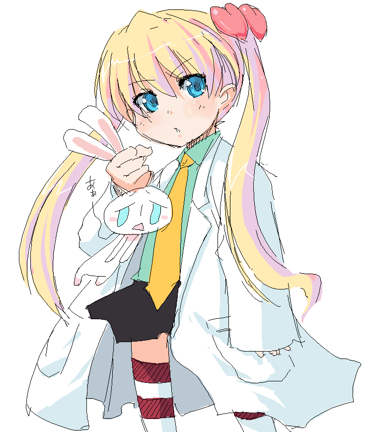 onija tarou, mesousa, rebecca miyamoto, pani poni dash!, 00s, child, lab coat, oekaki, solo, thighhighs
