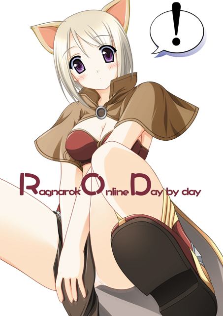 mage (ragnarok online), ragnarok online, 1girl, animal ears, bra, cat ears, dress, female focus, panties, pantyshot, pelvic curtain, purple eyes, short hair, sitting, solo, underwear, white panties