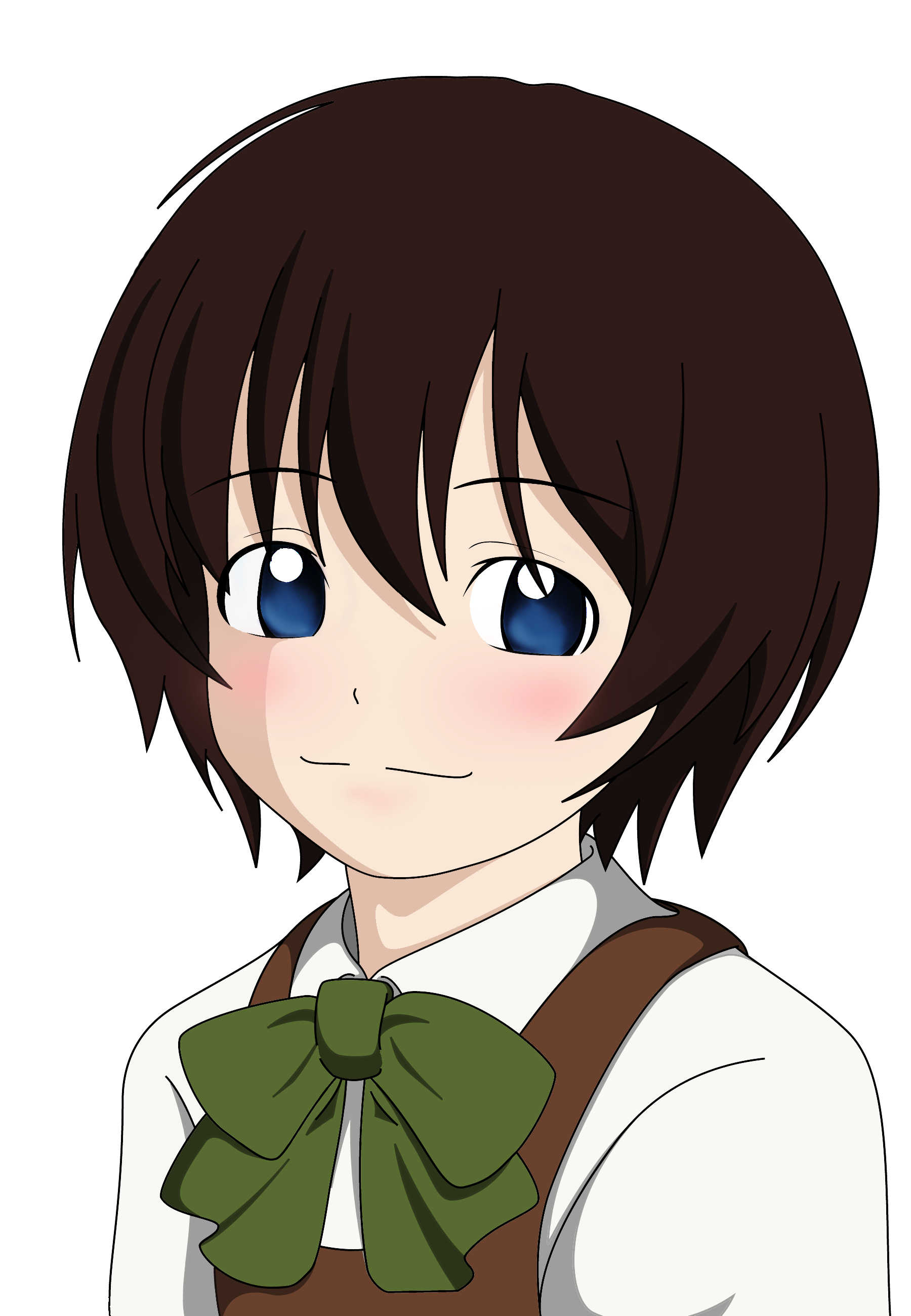 hitotsubashi yurie, kamichu!, absurdres, derivative work, highres, tagme, vector trace, 00s, portrait, simple background, solo, white background