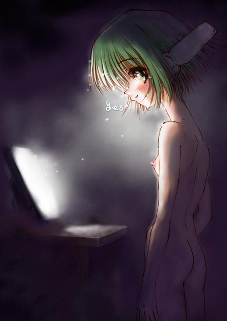 multi (to heart), to heart, to heart (series), artist request, 1girl, android, female focus, flat chest, loli, nipples, nude, solo