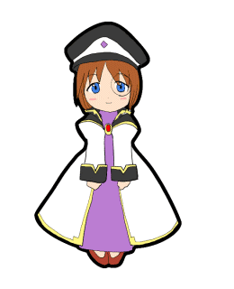 forte stollen, broccoli (company), fushigiboshi no futago hime, galaxy angel, uniform, animated, animated gif, lowres, 1girl, blue eyes, blush, brown hair, chibi, chibi only, dancing, dress, female focus, full body, happy, hat, looking at viewer, monocle, open mouth, outstretched arms, parody, peaked cap, purple dress, shoes, short hair, smile, solo, spread arms, transparent background