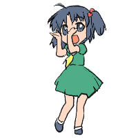 98se-tan, os-tan, pani poni dash!, animated, animated gif, lowres, crossover, dancing, dress, full body, green dress, hair bobbles, hair ornament, open mouth, parody, roulette roulette, solo