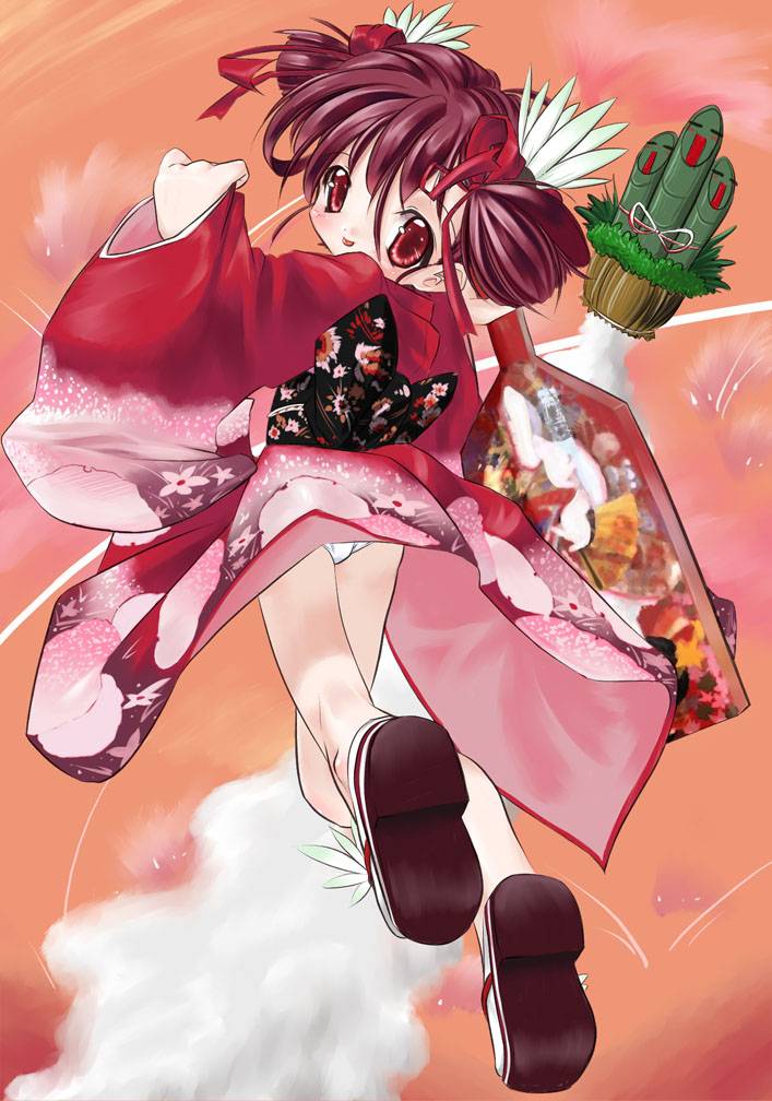 urotan, jpeg artifacts, japanese clothes, panties, pantyshot, solo, underwear, upskirt, white panties