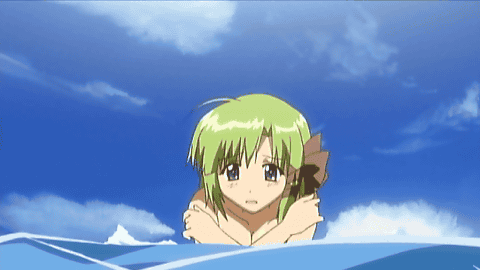 shigure asa, shuffle!, animated, animated gif, anime screenshot, lowres, 00s, 1girl, breasts, covering breasts, covering privates, episode9, female focus, large breasts, nipples, solo, topless female