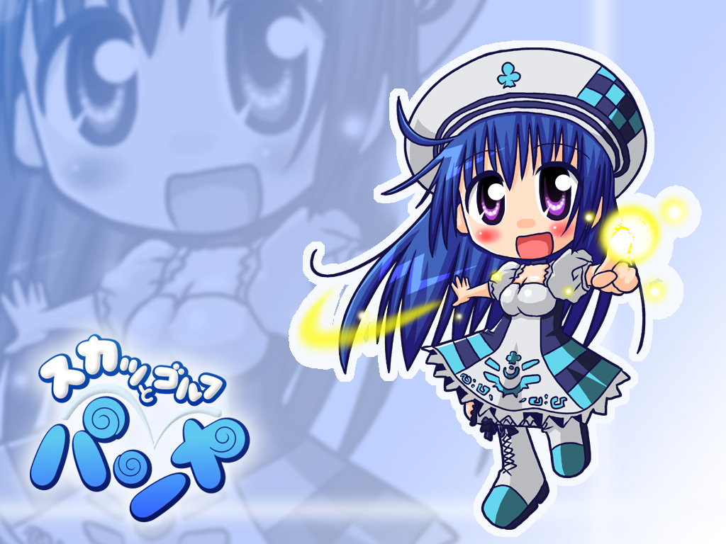 arin (pangya), pangya, 1girl, beret, chibi, chibi only, female focus, hat, solo, white hat