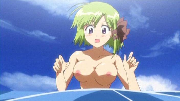 shigure asa, shuffle!, anime screenshot, 00s, 1girl, breasts, episode9, female focus, large breasts, nipples, solo, topless female