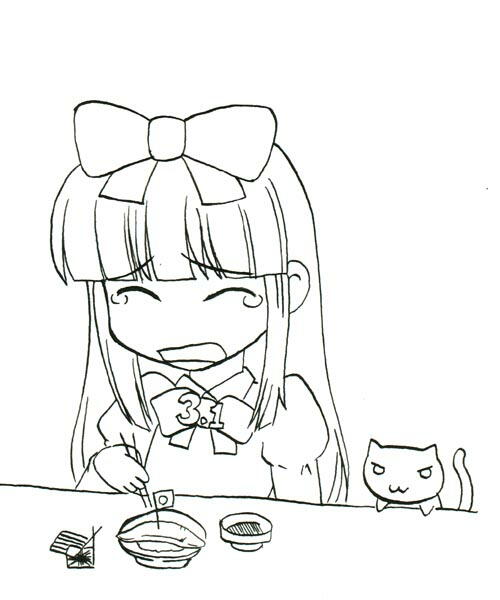 3.1-tan, dos cat, os-tan, tagme, flag, food, greyscale, monochrome, omelet, simple background, solo, white background