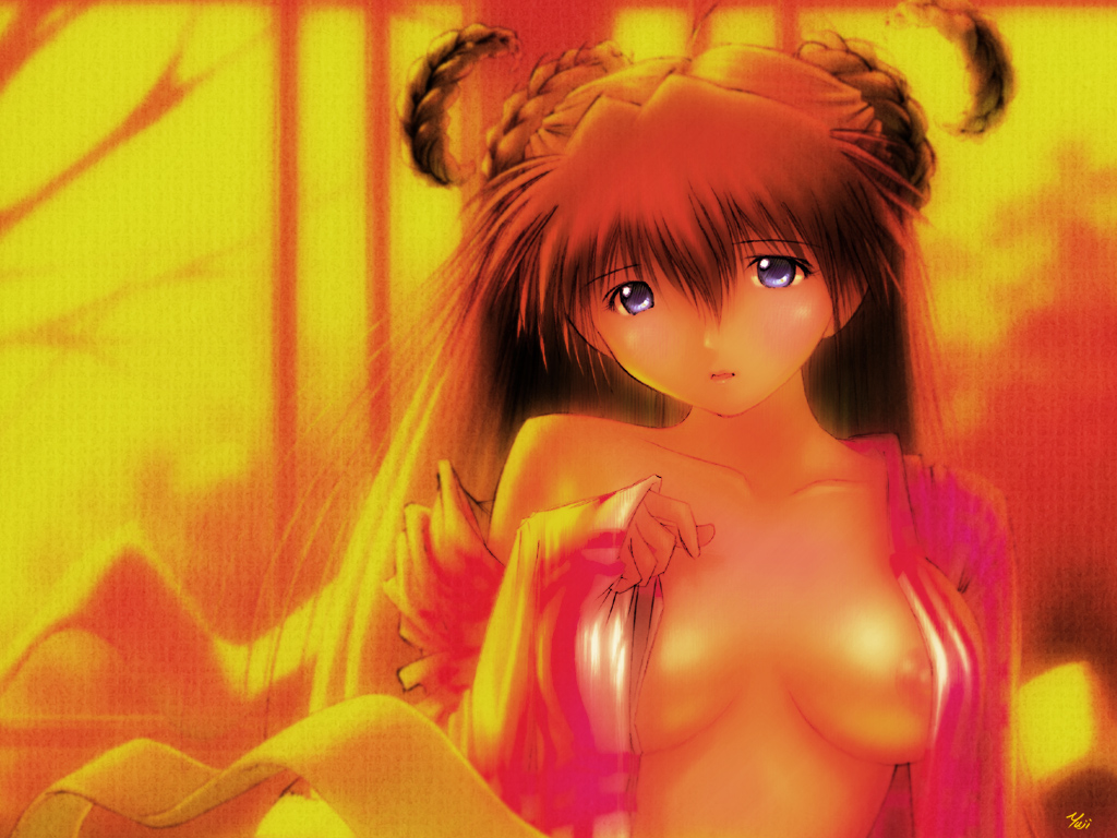 kobayashi yuji, souryuu asuka langley, neon genesis evangelion, 1girl, female focus, open clothes, open shirt, red hair, shirt, solo