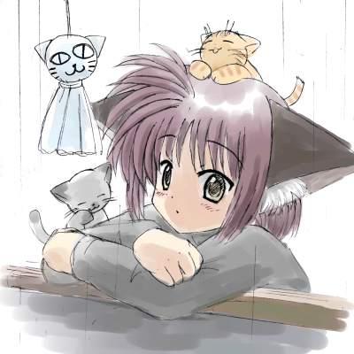 jinnai mio, triangle heart, triangle heart 2, lowres, 00s, 1girl, :3, animal, animal ears, animal on head, cat, cat ears, cat on head, cathead, female focus, oekaki, on head, solo, teruterubouzu, toraha