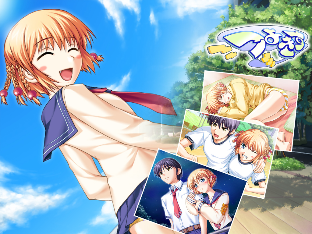 shironeko sanbou, kanisawa kinu, tsushima leo, tsuyokiss, 1boy, 1girl, blonde hair, blue eyes, blush, braid, clenched teeth, closed eyes, dutch angle, fang, gym uniform, looking back, lying, necktie, on side, panties, school uniform, serafuku, short hair, sleeping, striped clothes, striped panties, teeth, underwear, wince