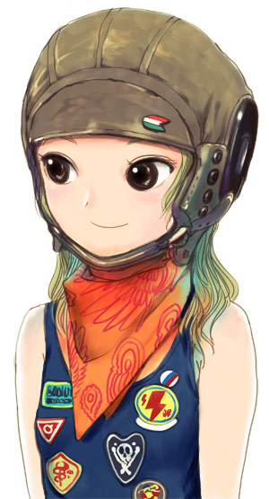 nagasawa shin, original, 1girl, black eyes, blonde hair, female focus, helmet, solo