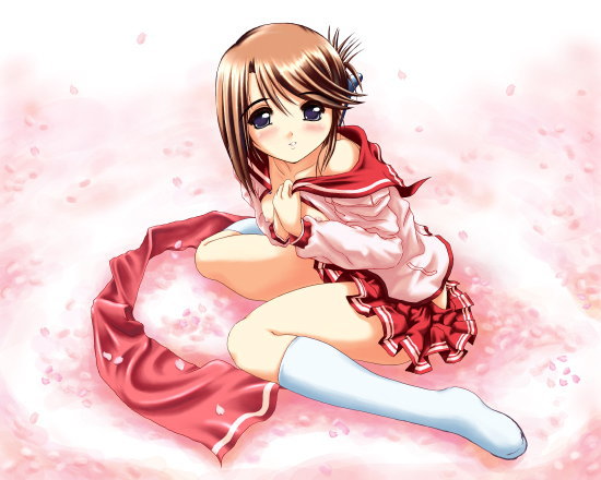 komaki manaka, to heart (series), to heart 2, 00s, 1girl, female focus, folded ponytail, kneehighs, nipples, socks, solo