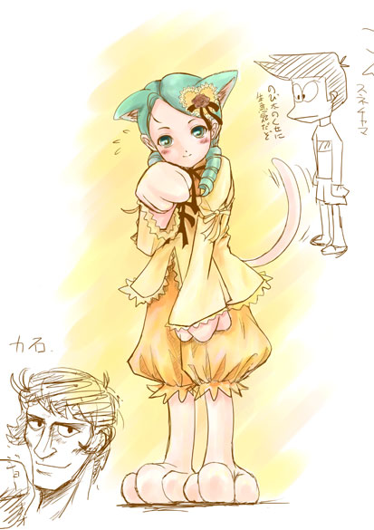 shirayuki shoushirou, kanaria, rozen maiden, 00s, 1girl, animal ears, animal hands, cat ears, female focus, solo, tail