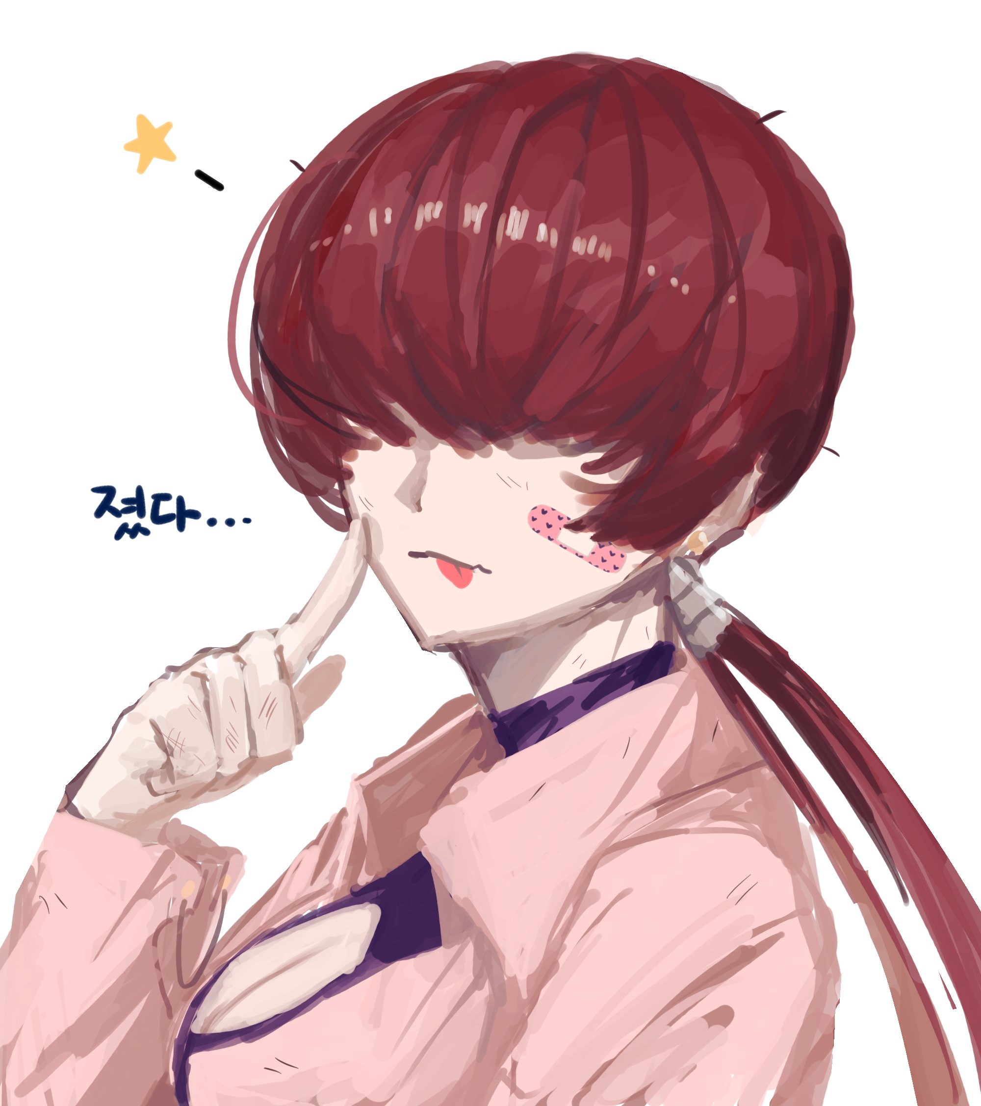 dan koflove, shermie (kof), the king of fighters, 1girl, breasts, cleavage cutout, clothing cutout, curvy, female focus, from side, huge breasts, jacket, large breasts, long hair, long sleeves, pale skin, ponytail, red hair, twintails