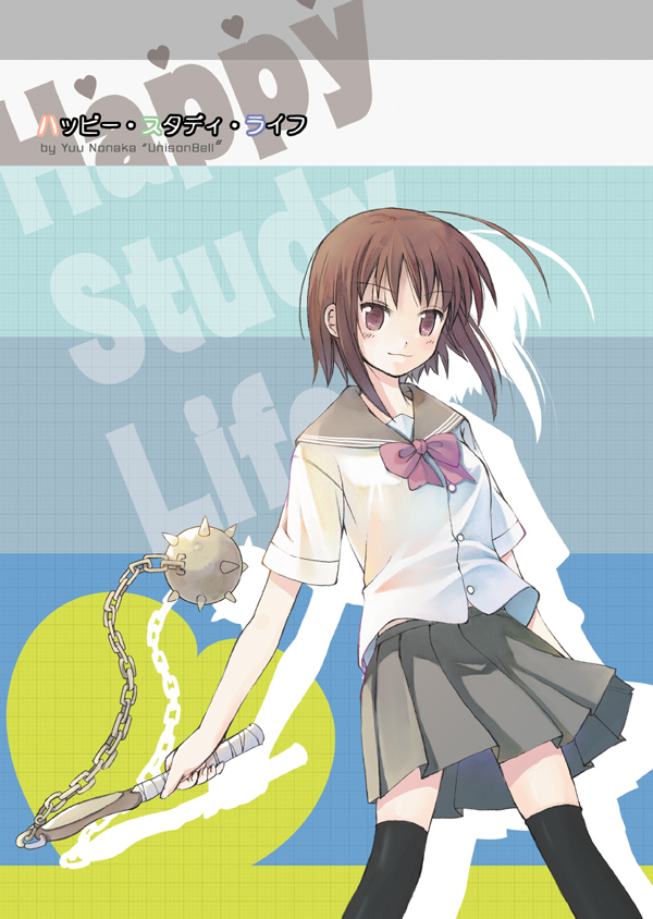 nonaka yuu, original, 1girl, female focus, flail, pleated skirt, school uniform, serafuku, skirt, solo, thighhighs, weapon