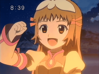 re mii, zoids, zoids genesis, animated, animated gif, anime screenshot, lowres, 00s, 1girl, brown hair, clock, clockshow, digital clock, female focus, long hair, open mouth, qvga, solo, upper body