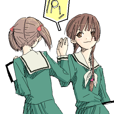 fukuzawa yumi, shimazu yoshino, maria-sama ga miteru, lowres, 00s, high five, oekaki