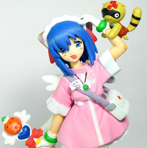 ponkichi, kokubunji koyori, nakahara komugi, posokichi, nurse witch komugi-chan, photo (medium), cosplay, fang, figure, head swap, nakahara komugi (cosplay), nurse, solo, wings
