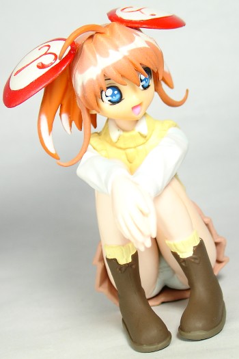 rizel, shinozuka arashi, gad guard, rizelmine, photo (medium), cosplay, figure, head swap, panties, pantyshot, sitting, solo, sweater vest, underwear, vest