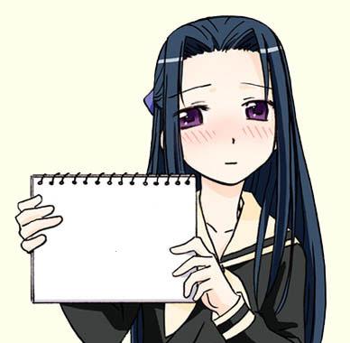 hosokawa kanako, maria-sama ga miteru, lowres, 00s, 1girl, black hair, female focus, long hair, notebook, ribbon, school uniform, serafuku, solo, template