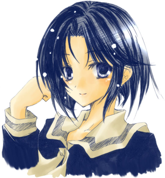 minamiyama sora, mizuno youko, maria-sama ga miteru, 00s, 1girl, black eyes, black hair, blush, female focus, portrait, school uniform, serafuku, solo