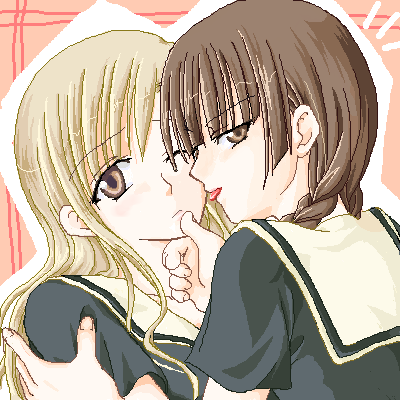 shimazu yoshino, toudou shimako, maria-sama ga miteru, lowres, 00s, 2girls, blunt bangs, multiple girls, oekaki, school uniform, serafuku, yuri