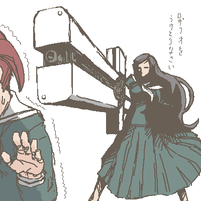 fukuzawa yumi, ogasawara sachiko, maria-sama ga miteru, trigun, lowres, tagme, crossover, parody