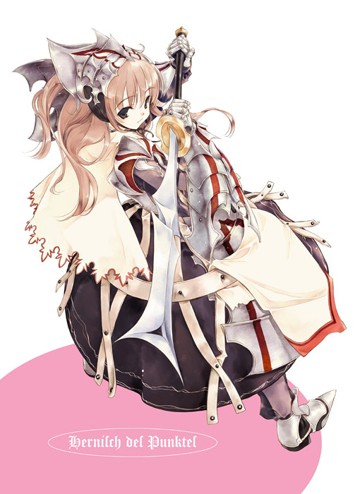 sumi keiichi, original, 1girl, armor, armored dress, dress, female focus, simple background, solo, sword, weapon, white background