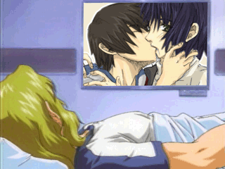 athrun zala, kira yamato, mu la flaga, gundam, gundam seed, gundam seed destiny, animated, animated gif, lowres, third-party edit, 3boys, crossover, male focus, male masturbation, masturbation, multiple boys, parody, qvga, yaoi