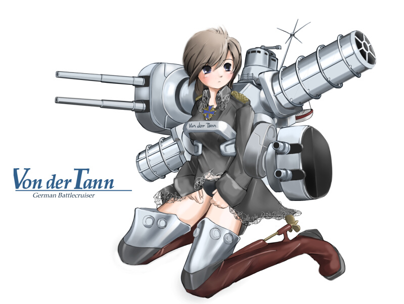 nano (nanosize), vondertann, original, 1girl, female focus, imperial german navy, long sleeves, mecha musume, military, ship, solo, thighhighs, watercraft, world war i