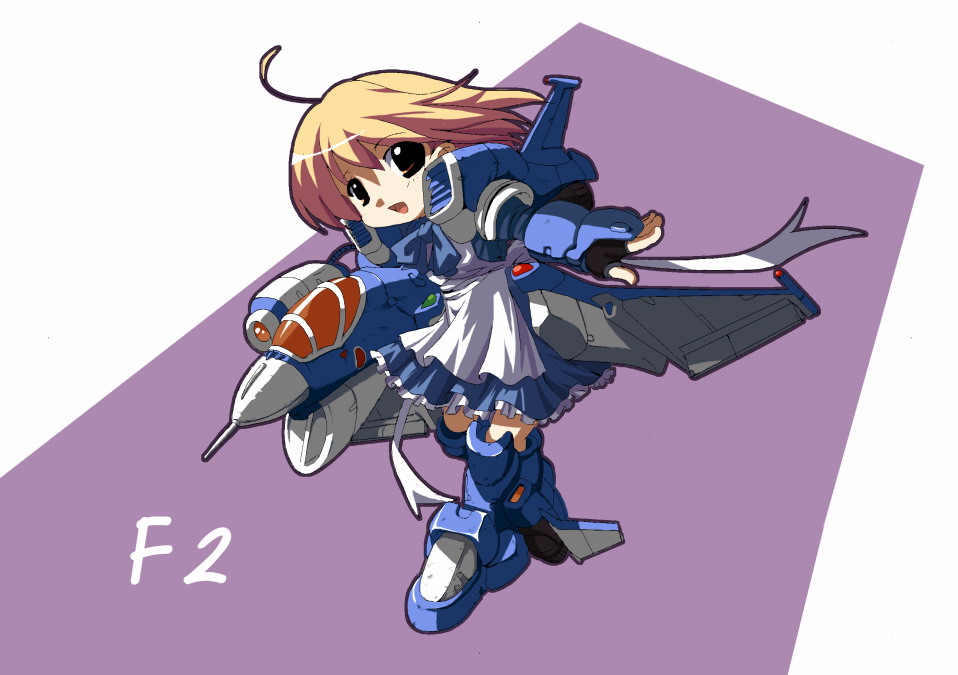 t hostler, original, jet, 1girl, aircraft, airplane, f2, female focus, mecha musume, military, mitsubishi f-2, solo