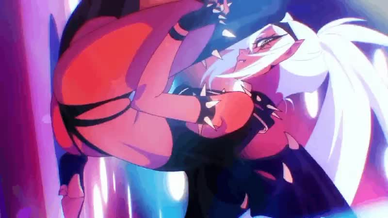 kneesocks (psg), panty & stocking with garterbelt, animated, tagme, video, armlet, ass, breasts, butt crack, collar, colored skin, demon, demon girl, demon horns, demon wings, gloves, horns, jewelry, long hair, looking at viewer, ponytail, red skin, revealing clothes, smile, spiked armlet, spiked collar, spiked gloves, spiked thighhighs, spikes, thick thighs, thighhighs, thighs, undressing, wings