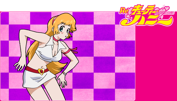mochizuki anko, cutie honey (character), kisaragi honey, cutie honey, re: cutie honey, 00s, 1girl, blonde hair, blue eyes, blush, breasts, collar, female focus, long hair, midriff, solo