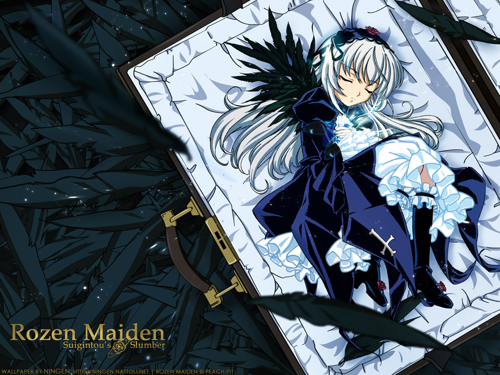 suigintou, rozen maiden, tagme, 00s, 1girl, black boots, boots, dress, female focus, solo, suitcase, two-tone dress