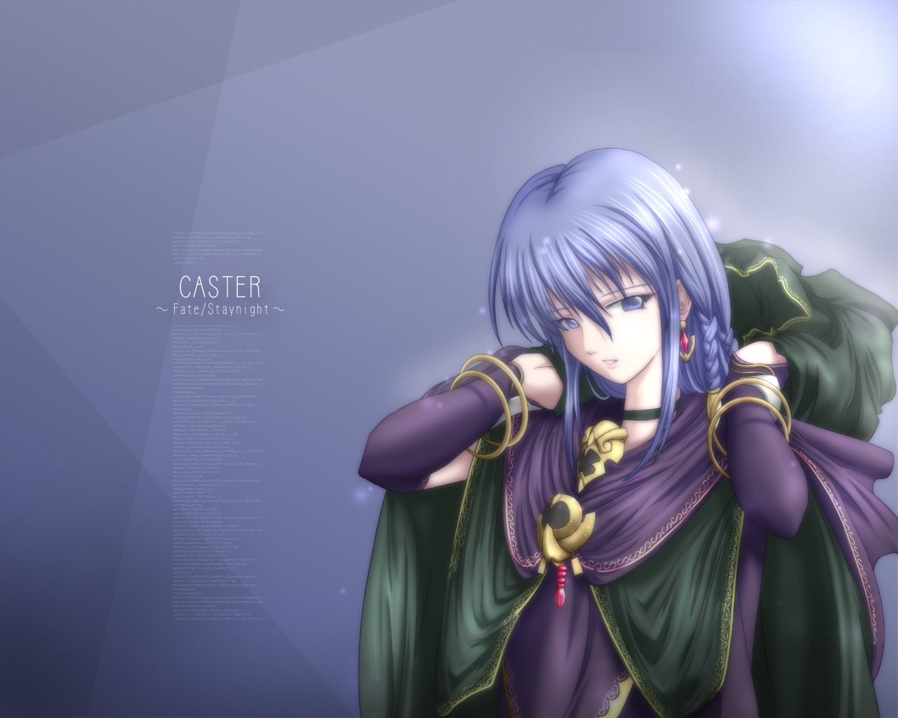 akatsuki akane, medea (caster) (fate), medea (fate), fate/stay night, fate (series), 00s, 1girl, blue eyes, blue hair, bracelet, braid, earrings, female focus, jewelry, long hair, matching hair/eyes, pointy ears, solo