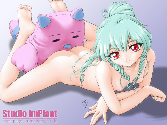 fuji shinobu, normad, vanilla h, galaxy angel, 00s, 1girl, barefoot, blue hair, breasts, completely nude, feet, female focus, flat chest, loli, nipples, nude, red eyes, small breasts, solo