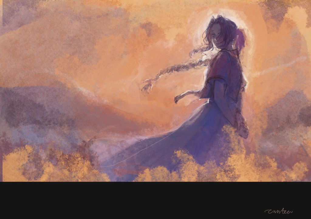 canteatea, aerith gainsborough, final fantasy, final fantasy vii, final fantasy vii rebirth, final fantasy vii remake, 1girl, arms behind back, black border, border, braid, braided ponytail, brown hair, cropped jacket, dress, hair ribbon, jacket, long dress, long hair, looking at viewer, outdoors, parted lips, pink dress, pink ribbon, red jacket, ribbon, short sleeves, single braid, smile, solo, sunset, upper body