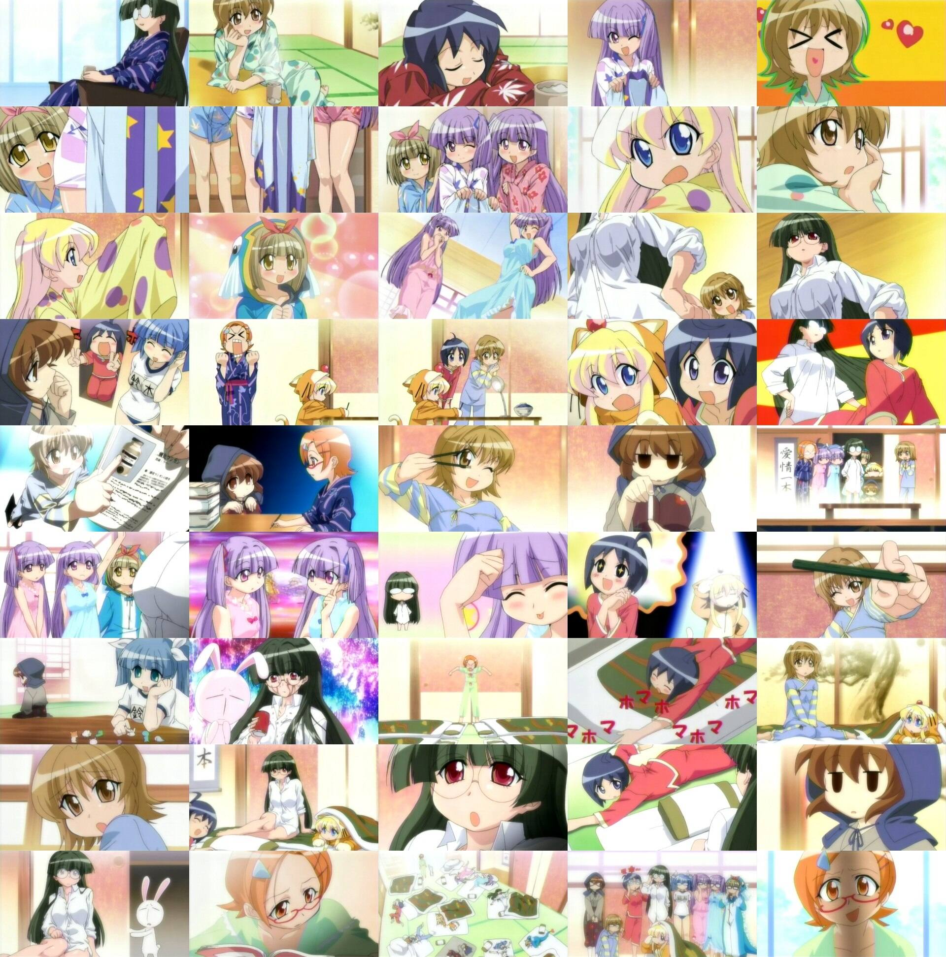 mesousa, rebecca miyamoto, suzuki sayaka, tachibana rei, uehara miyako, pani poni dash!, anime screenshot, highres, 00s, 6+girls, episode4, multiple girls, pajamas, rabbit