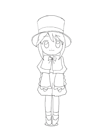 souseiseki, fushigiboshi no futago hime, rozen maiden, animated, animated gif, lowres, chibi, dancing, greyscale, hat, monochrome, parody, solo, top hat