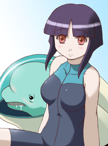 amazuyu tatsuki, ester ein astrada, poipoider, kenran butou sai, lowres, 00s, 1girl, blunt bangs, bob cut, female focus, purple hair, red eyes, short hair, sidelocks, solo